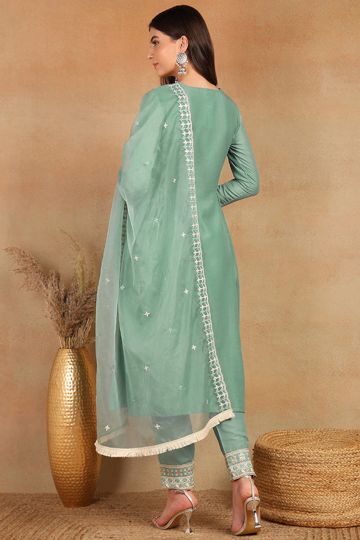 Sea-Green-Silk-Blend-Solid-Embroidered-Flared-Style-Kurta-Set