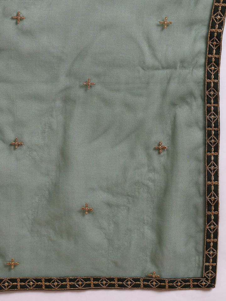 ZERESOUQ-Green-Silk-Blend-Solid-Embroidered-Straight-Kurta-Palazzo-With-Dupatta