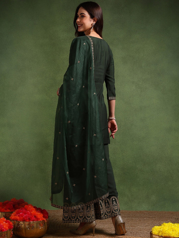 Green-Silk-Blend-Solid-Embroidered-Straight-Kurta-Palazzo-With-Dupatta