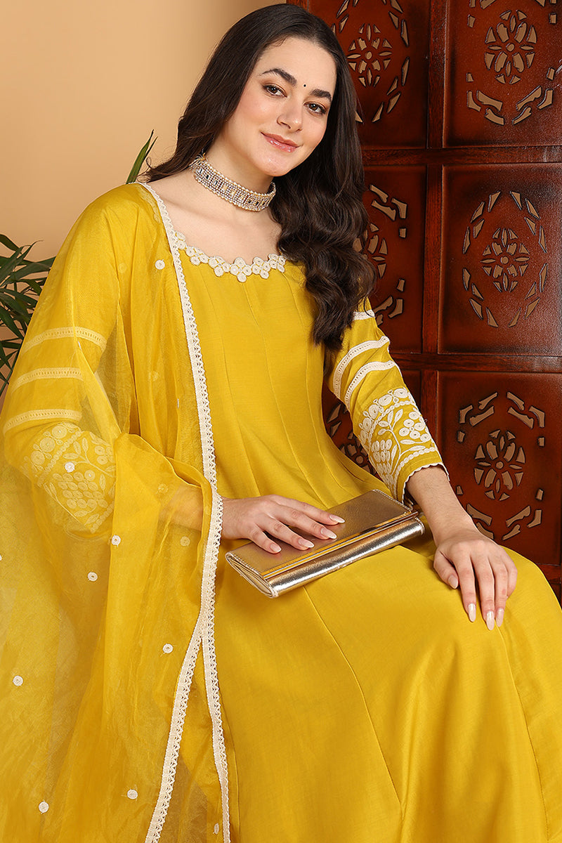 Yellow-Silk-Blend-Solid-Embroidered-Anarkali-Set