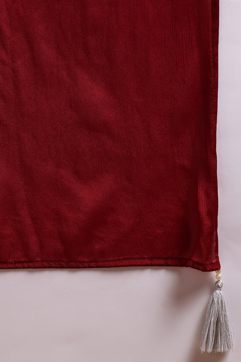 Maroon-Silk-Blend-Solid-Embroidered-Straight-Kurta-Set