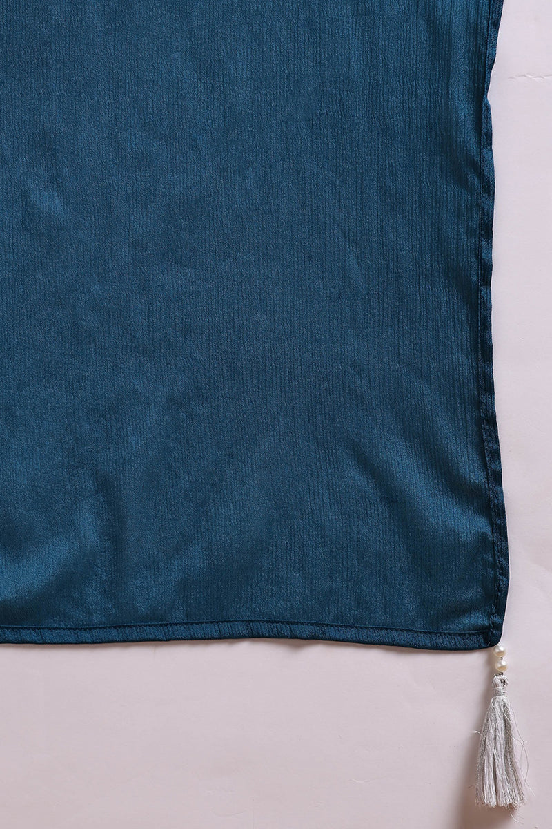 Teal-Blue-Silk-Blend-Solid-Embroidered-Straight-Kurta-Set