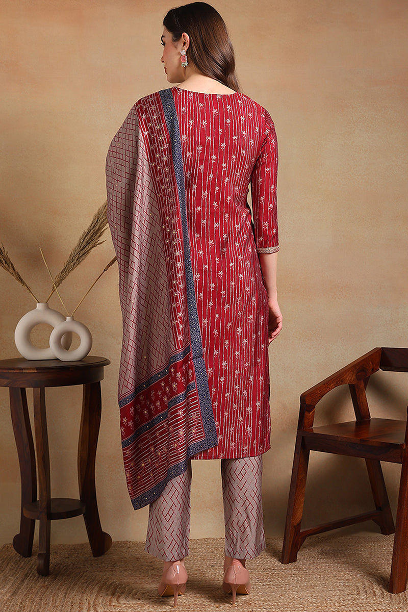 White-Silk-Blend-Embroidered-Straight-3-Piece-Kurta-Set