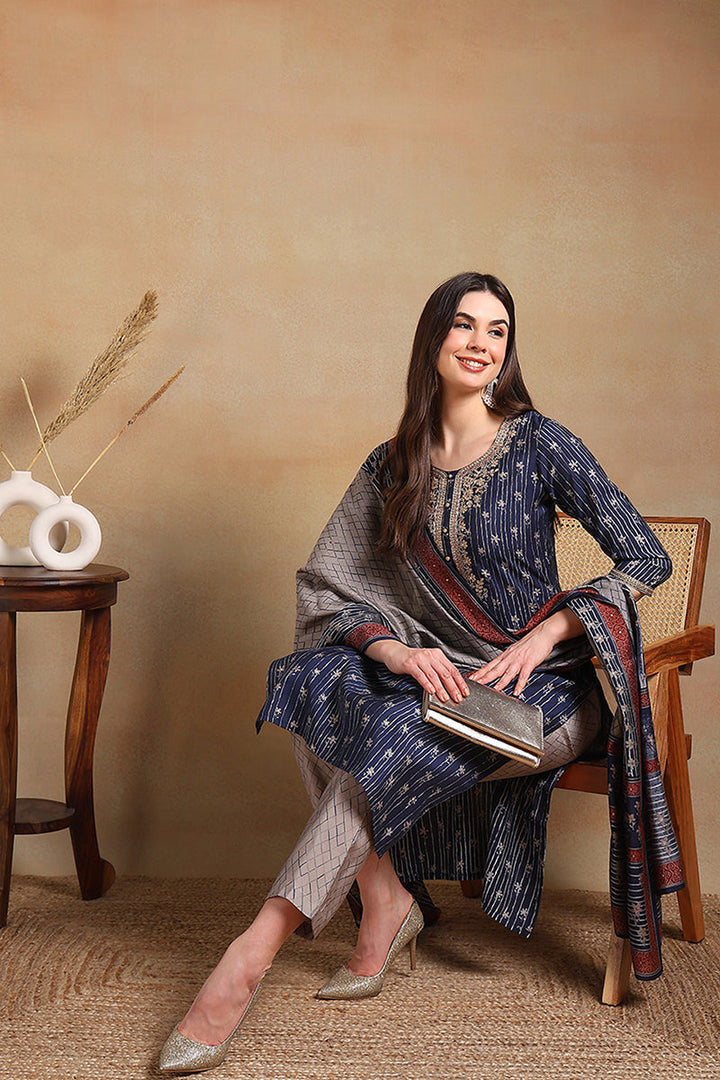 White-Silk-Blend-Embroidered-Straight-3-Piece-Kurta-Set