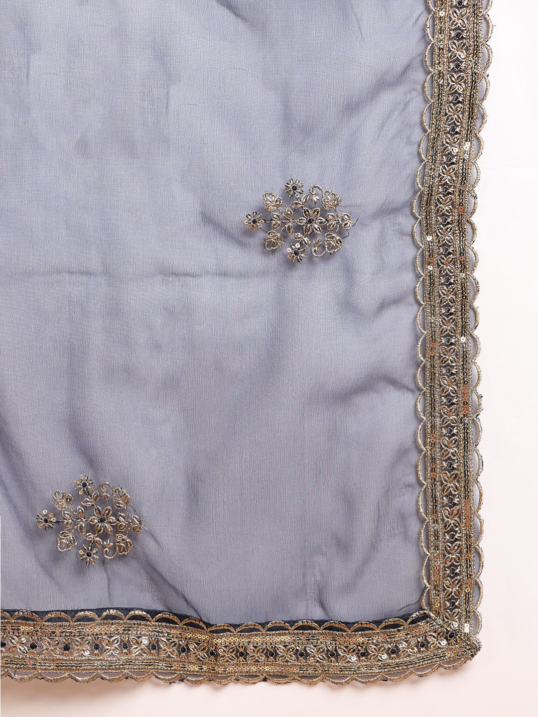 Navy Blue Silk Blend Solid Solid Straight Kurta Palazzo With Dupatta