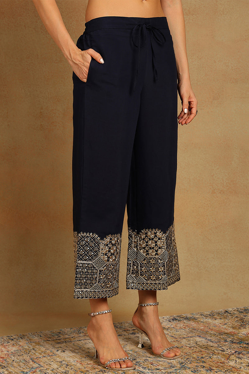 Navy-Blue-Silk-Blend-Solid-Embroidered-Straight-Kurta-Set