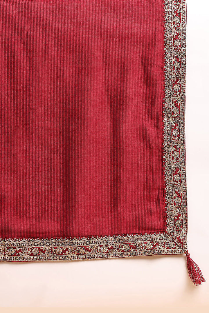Maroon-Silk-Blend-Solid-Embroidered-Straight-Kurta-Set