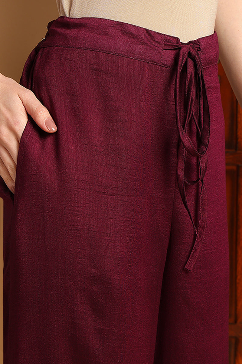 Wine-Silk-Blend-Solid-Embroidered-Straight-3-Piece-Kurta-Set