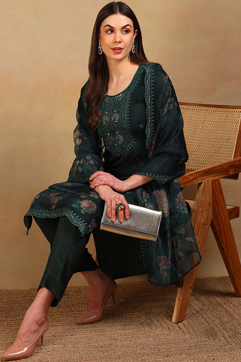 Green-Organza-Floral-Embroidered-Straight-3-Piece-Kurta-Set