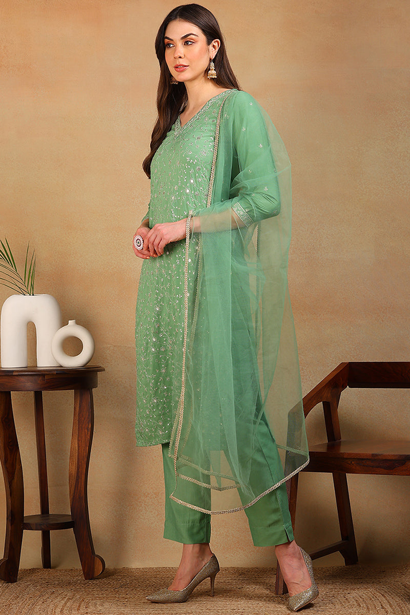 Green-Silk-Blend-Solid-Embroidered-3-Piece-Kurta-Set