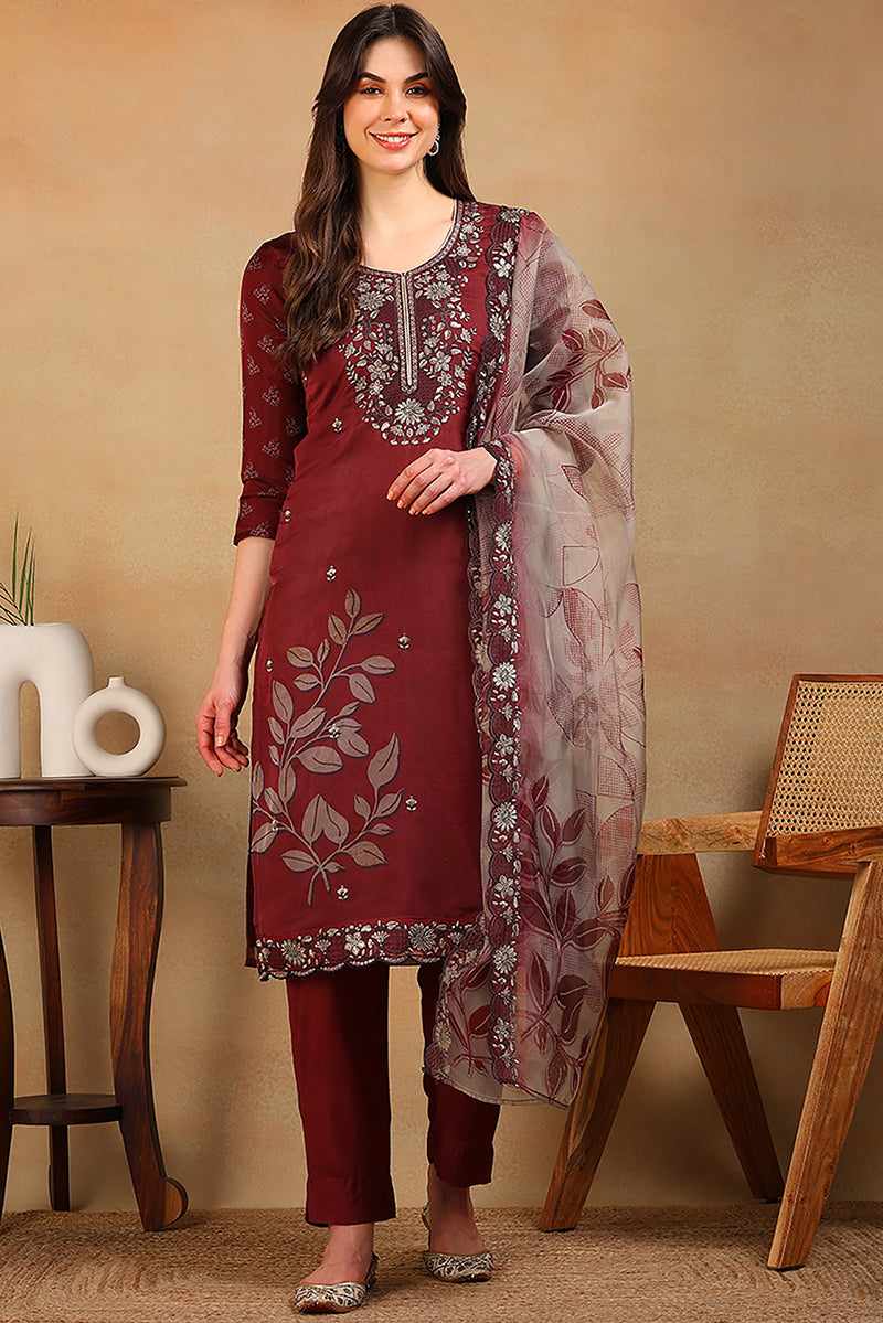 White-Silk-Blend-Embroidered-Straight-3-Piece-Kurta-Set