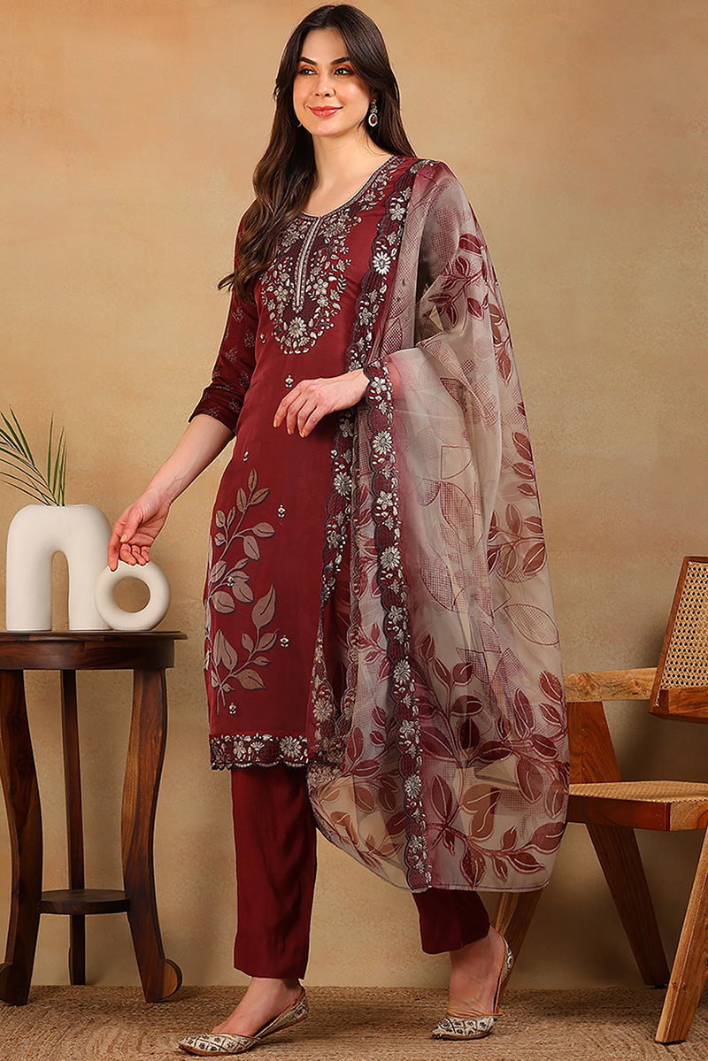 White-Silk-Blend-Embroidered-Straight-3-Piece-Kurta-Set