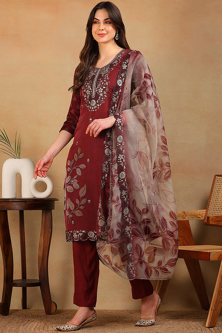 White-Silk-Blend-Embroidered-Straight-3-Piece-Kurta-Set