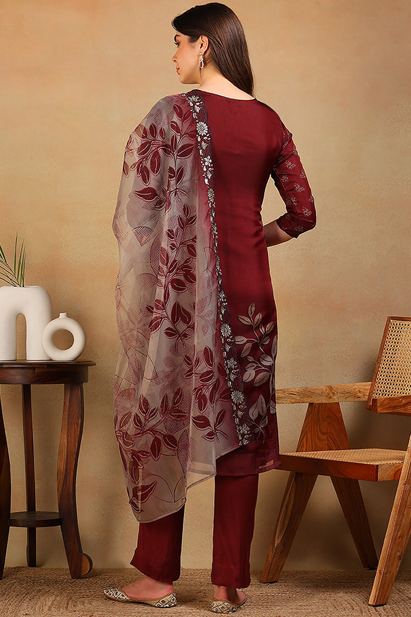 White-Silk-Blend-Embroidered-Straight-3-Piece-Kurta-Set
