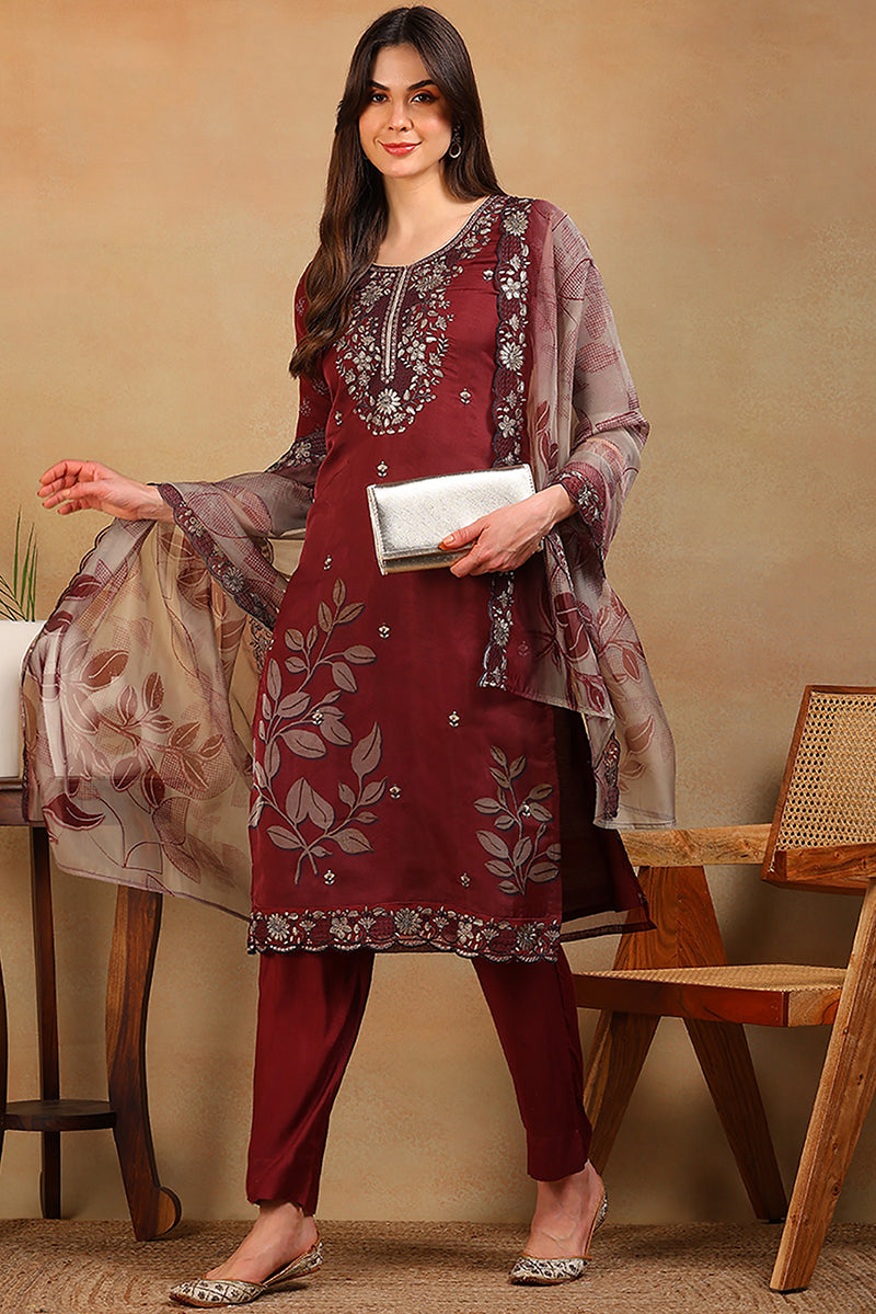 White-Silk-Blend-Embroidered-Straight-3-Piece-Kurta-Set