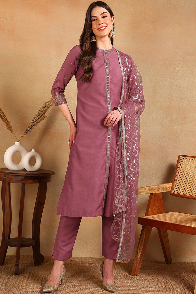 White-Silk-Blend-Embroidered-Straight-3-Piece-Kurta-Set