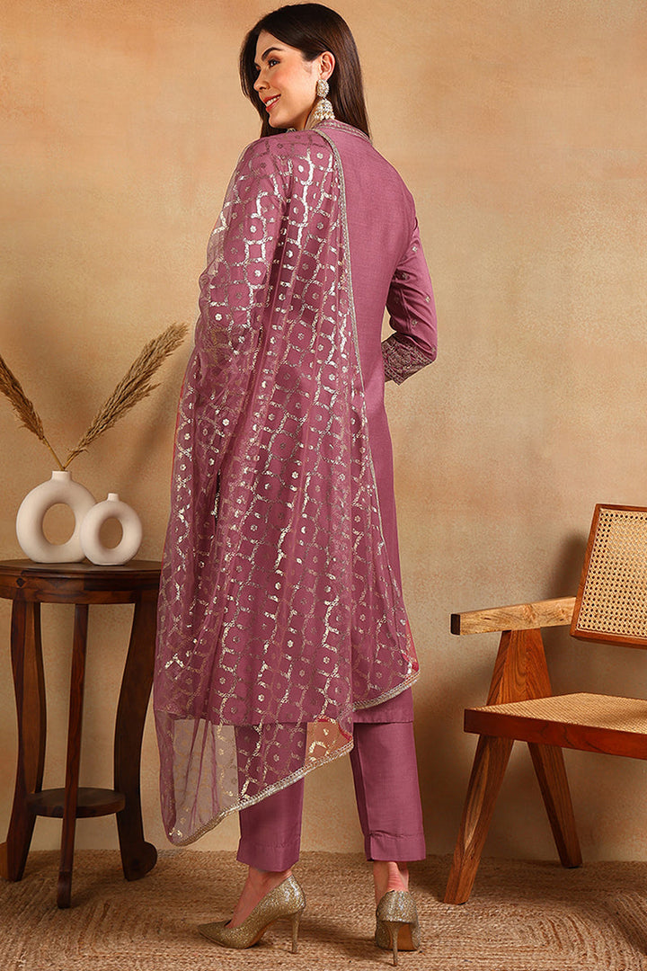 White-Silk-Blend-Embroidered-Straight-3-Piece-Kurta-Set