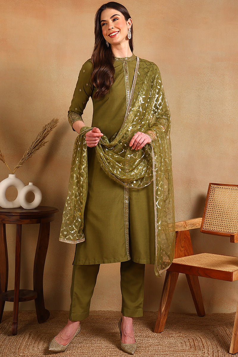 White-Silk-Blend-Embroidered-Straight-3-Piece-Kurta-Set