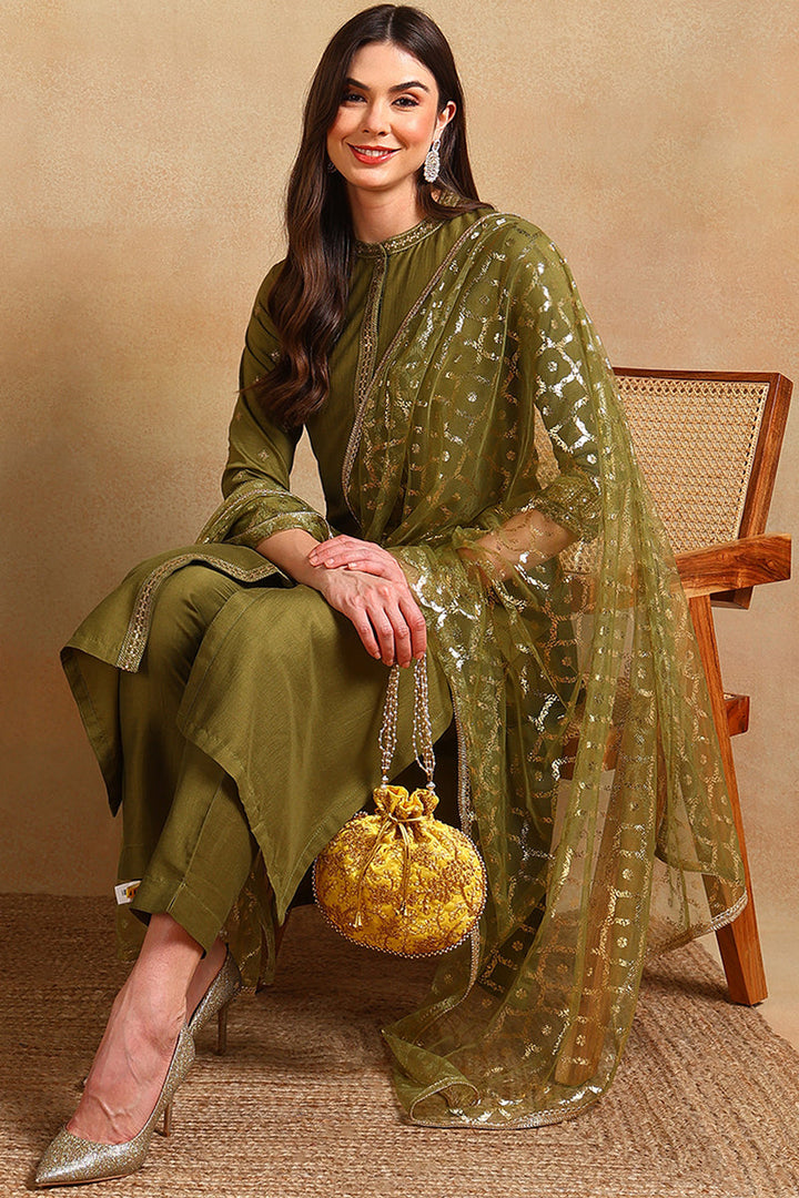 White-Silk-Blend-Embroidered-Straight-3-Piece-Kurta-Set