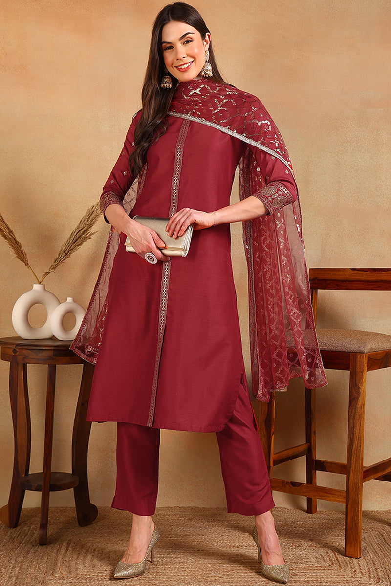 White-Silk-Blend-Embroidered-Straight-3-Piece-Kurta-Set