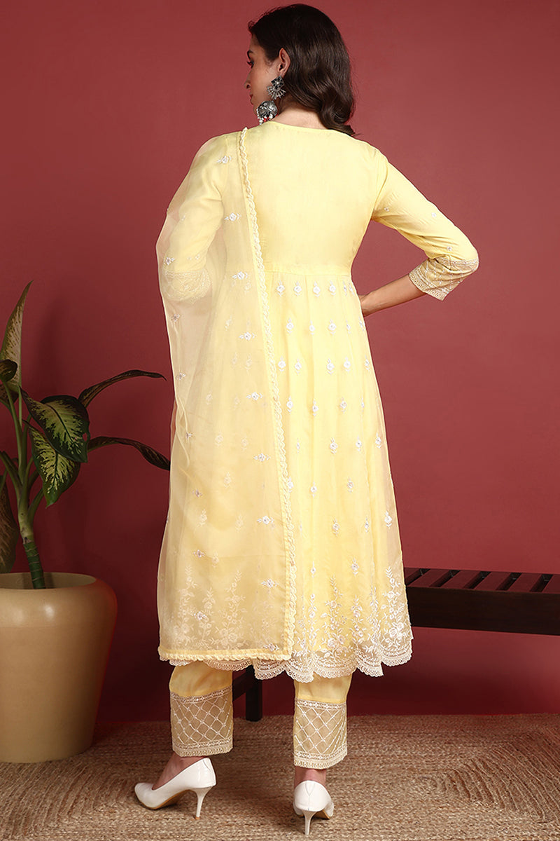 Yellow-Organza-Solid-Embroidered-Anarkali-Set