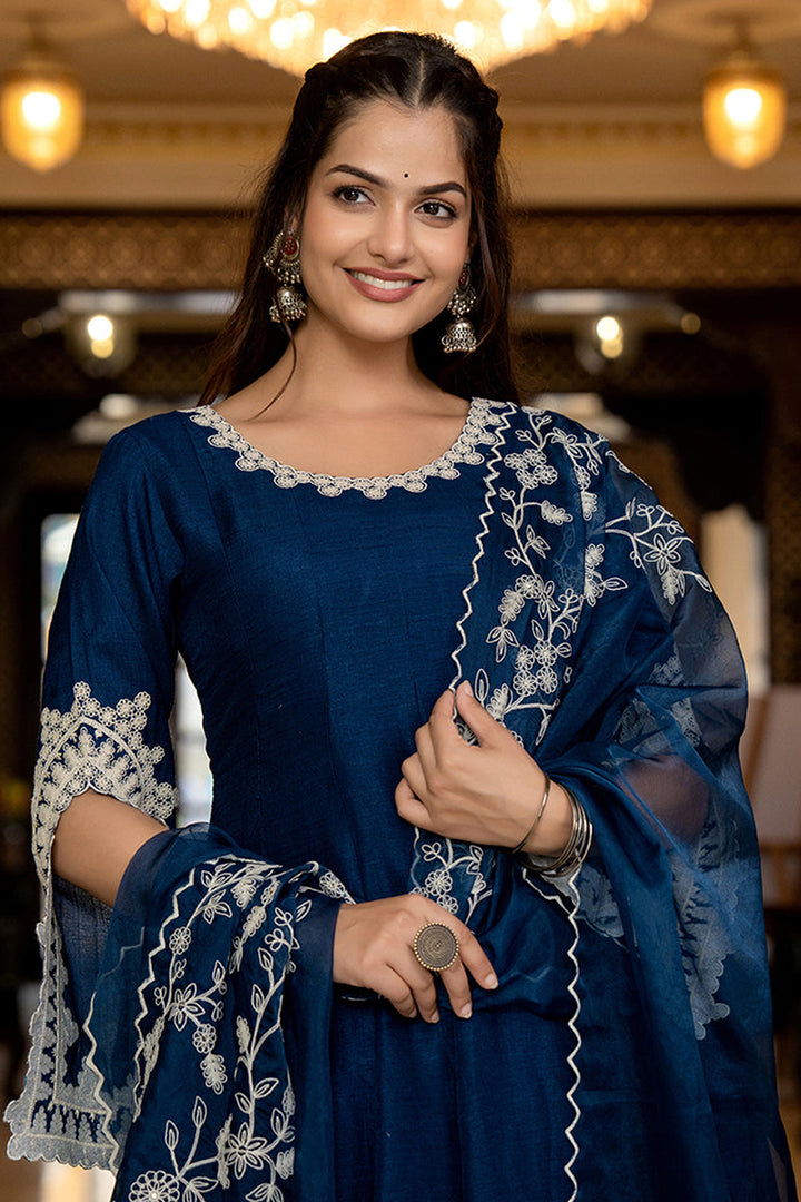 Blue-Silk-Blend-Solid-Embroidered-Anarkali-3-Piece-Anarkali-Set