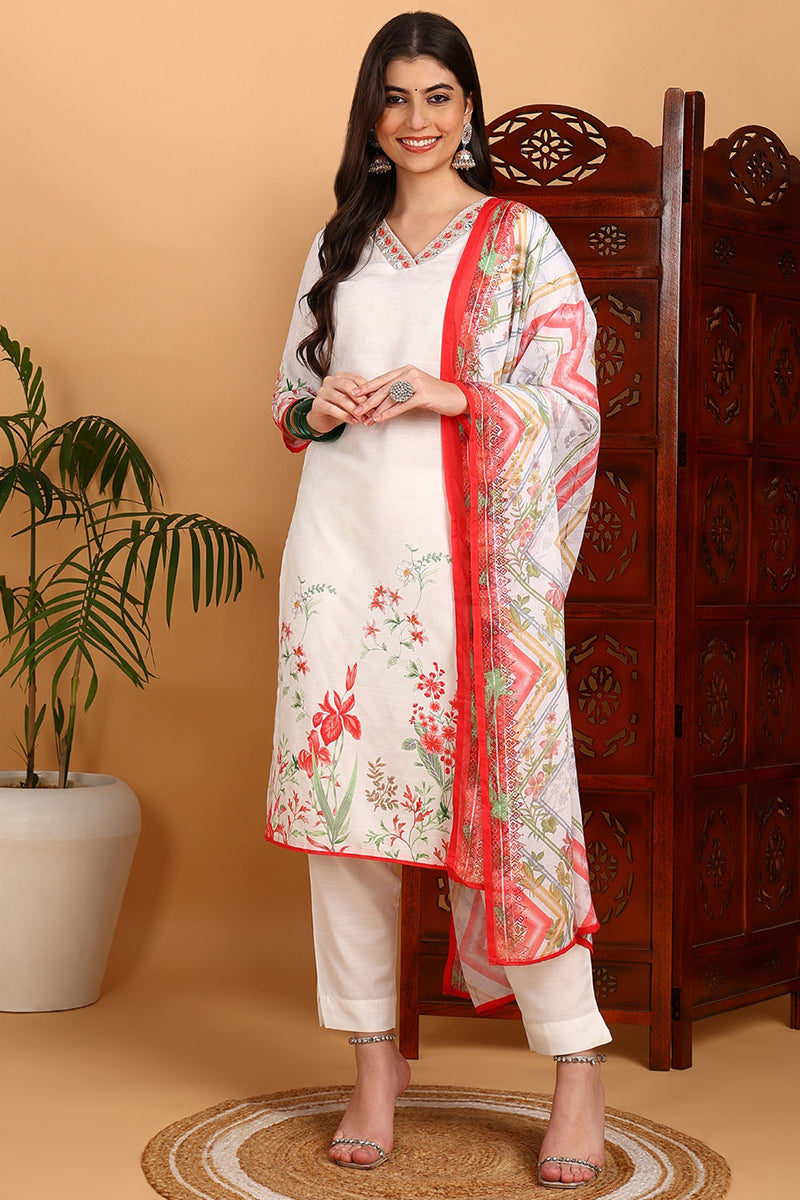 White-Rayon-Blend-Floral-Printed-Straight-3-Piece-Kurta-Set