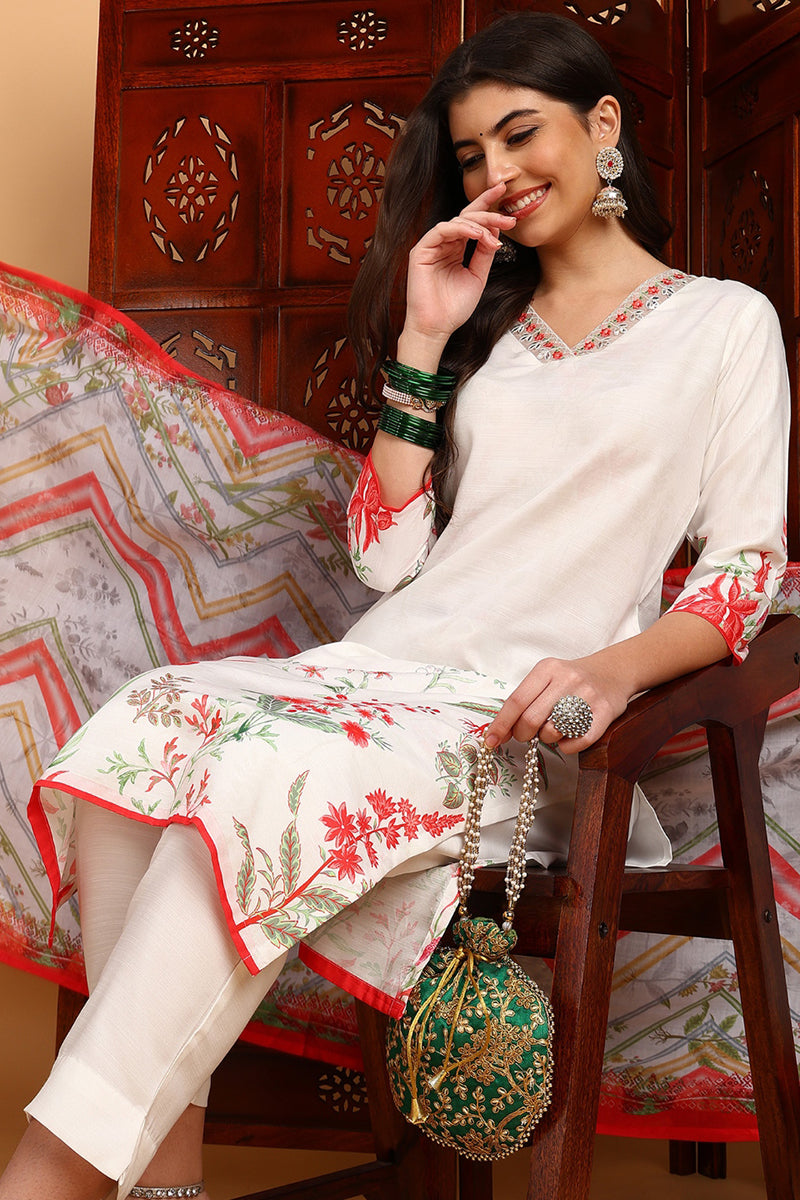White-Rayon-Blend-Floral-Printed-Straight-3-Piece-Kurta-Set