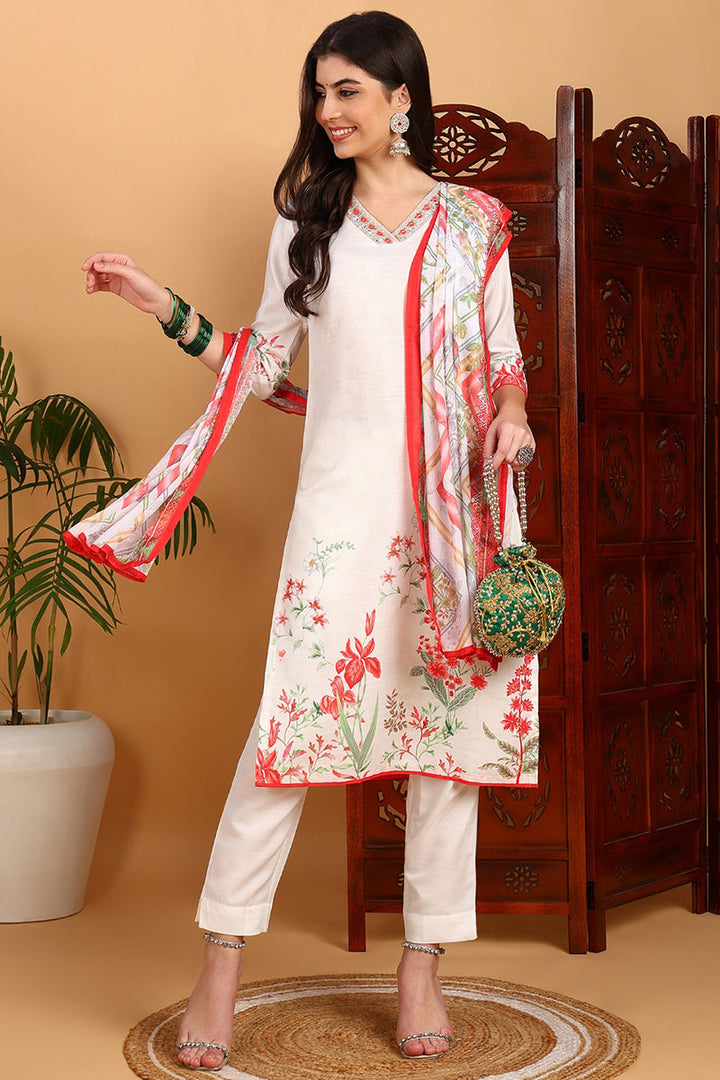 White-Rayon-Blend-Floral-Printed-Straight-3-Piece-Kurta-Set
