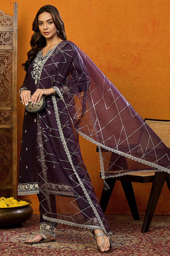 Purple-Silk-Blend-Solid-Embroidered-Straight-3-Piece-Kurta-Set