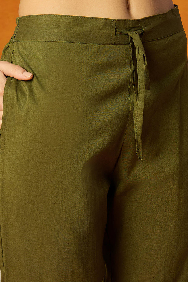 Olive-Rayon-Blend-Floral-Printed-Straight-Kurta-Set