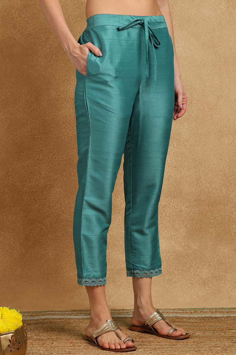 Teal-Silk-Blend-Solid-Embroidered-Straight-3-Piece-Kurta-Set