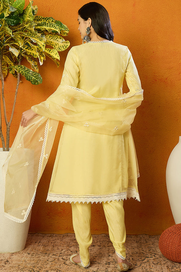 Yellow-Organza-Solid-Embroidered-A-Line-Dhoti-Bottom-Set