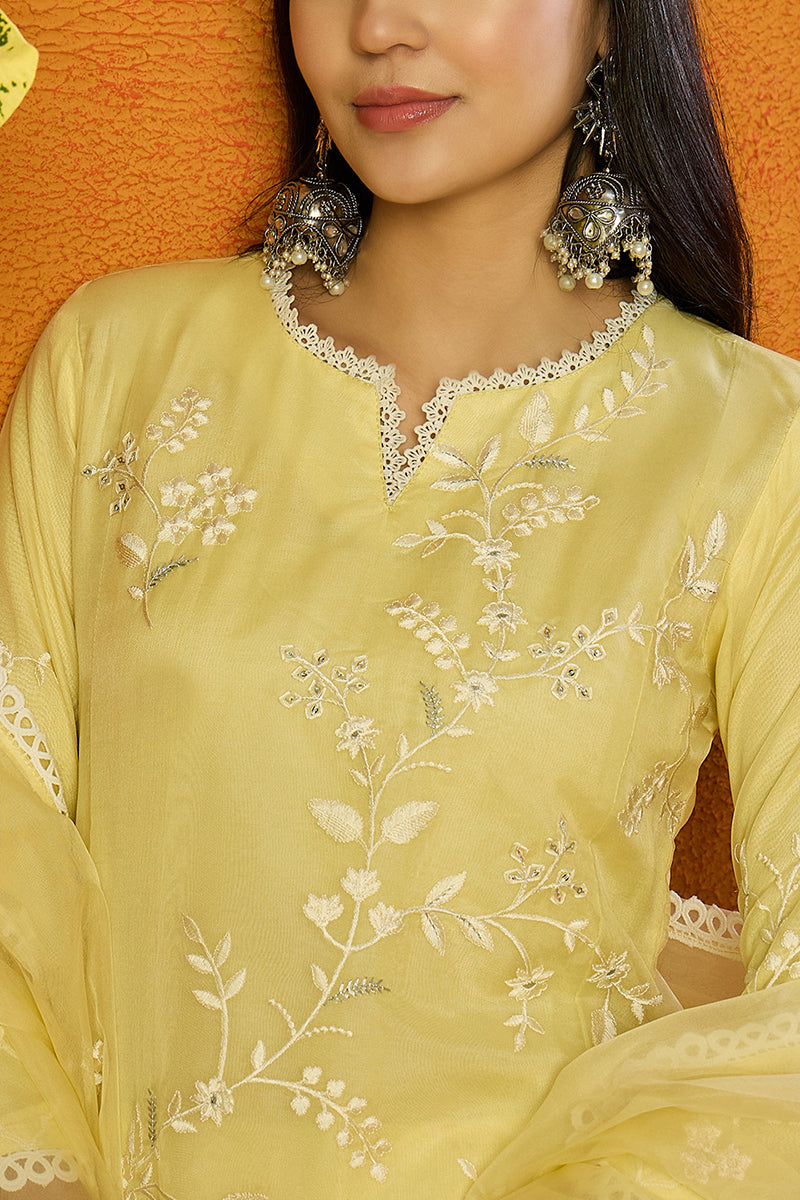 Yellow-Organza-Solid-Embroidered-A-Line-Dhoti-Bottom-Set