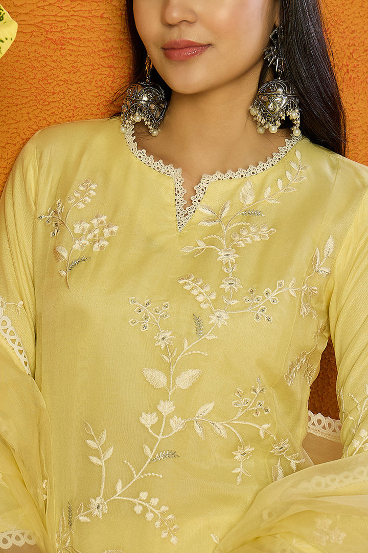 Yellow-Organza-Solid-Embroidered-A-Line-Dhoti-Bottom-Set