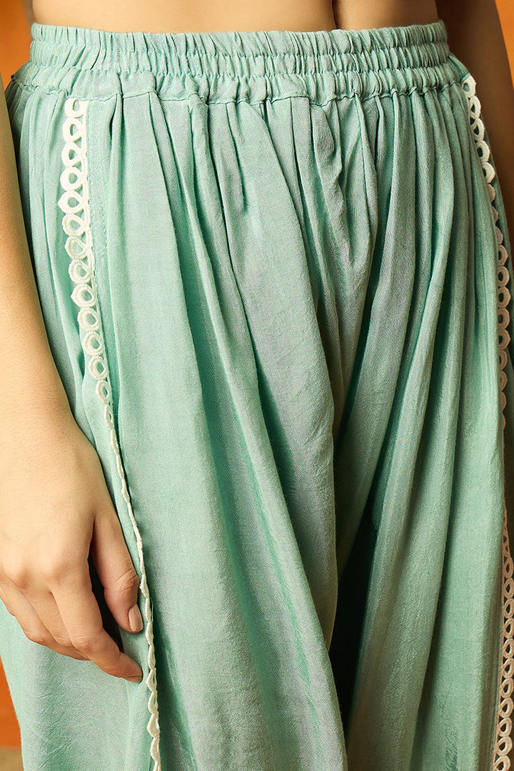 Sea-Green-Organza-Solid-Embroidered-A-Line-Dhoti-Style-Kurta-Set
