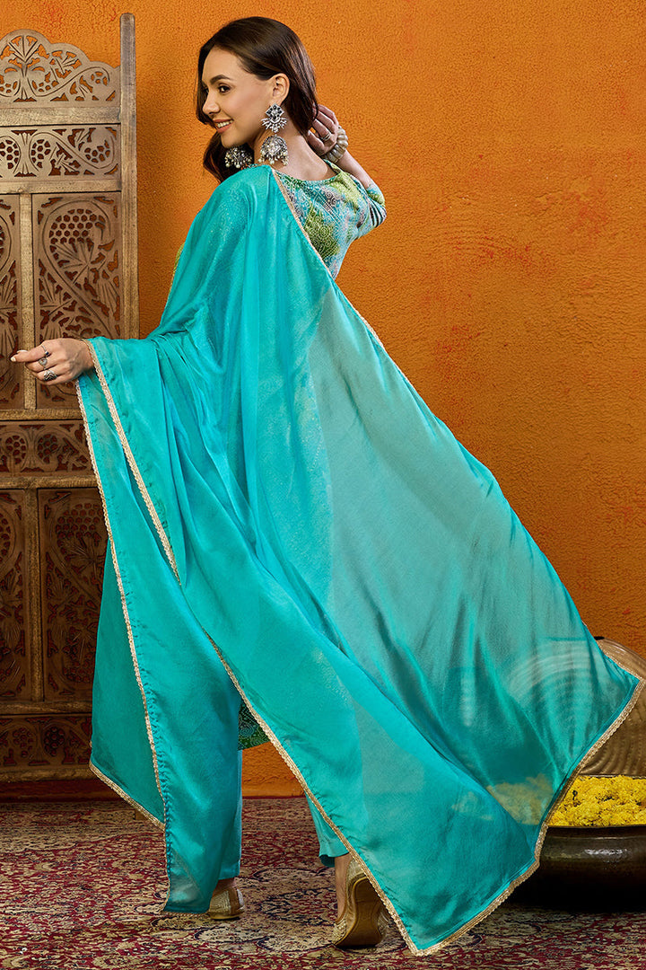 Blue-Cotton-Blend-Bandhani-Printed-Straight-3-Piece-Kurta-Set