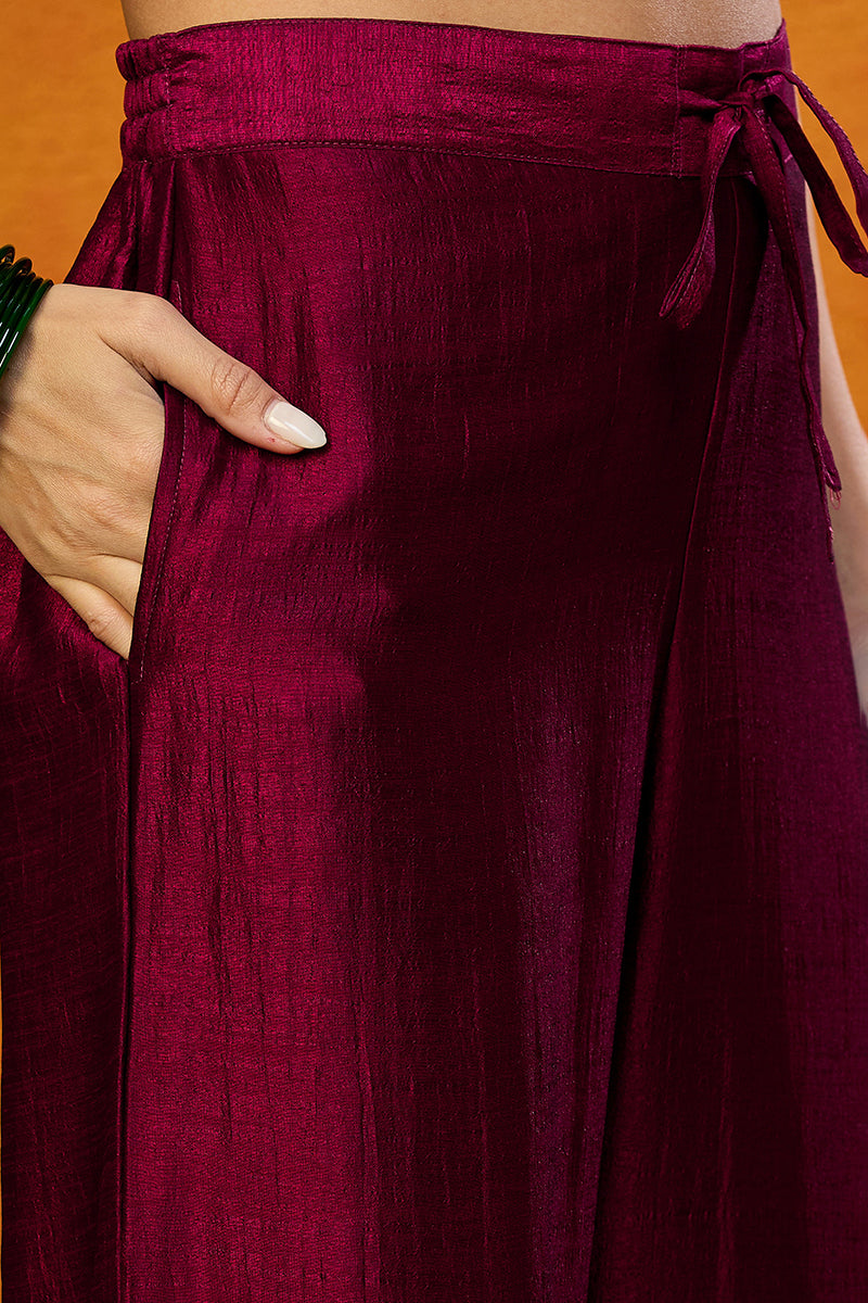 Maroon-Silk-Blend-Solid-Embroidered-Straight-3-Piece-Kurta-Set