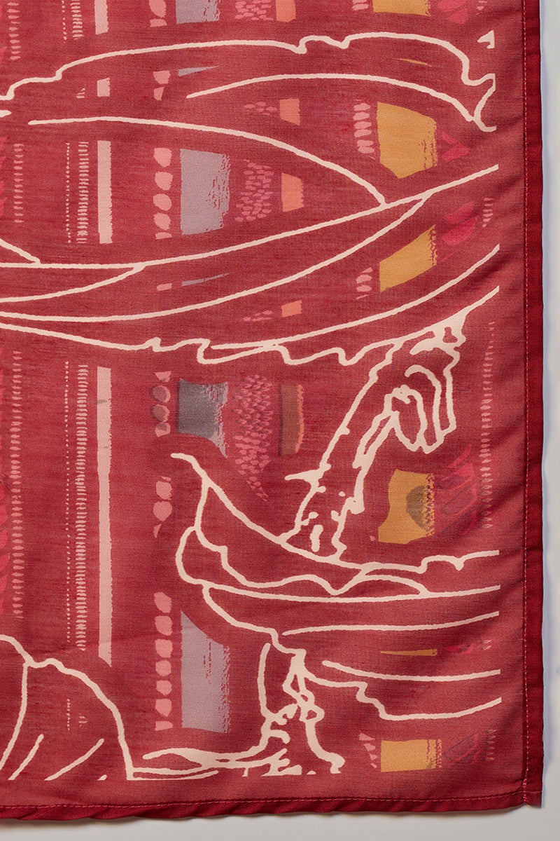 Red-Silk-Blend-Floral-Printed-Straight-Kurta-Set
