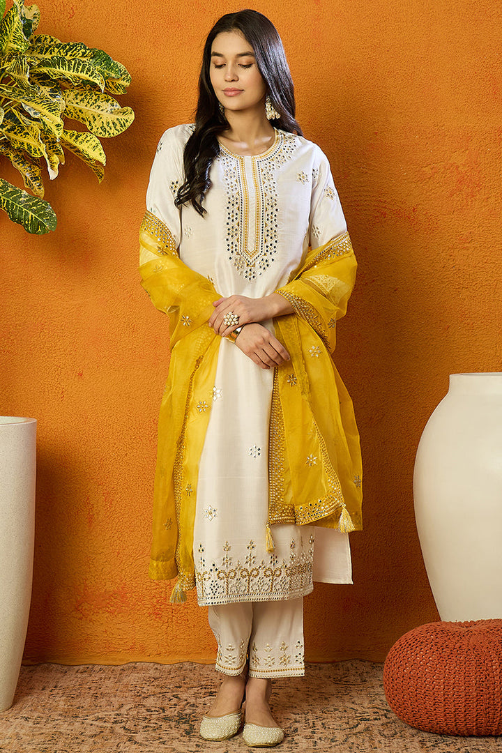 White-Silk-Blend-Solid-Embroidered-Straight-Kurta-Set