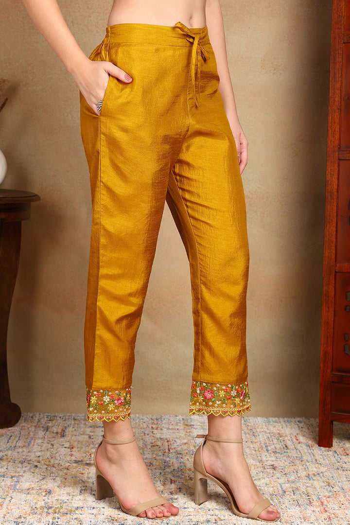 Mustard-Yellow-Silk-Blend-Solid-Embroidered-3-Piece-Kurta-Set