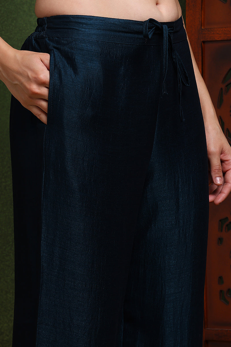 Dark-Blue-Silk-Blend-Solid-Embroidered-Straight-Kurta-Set