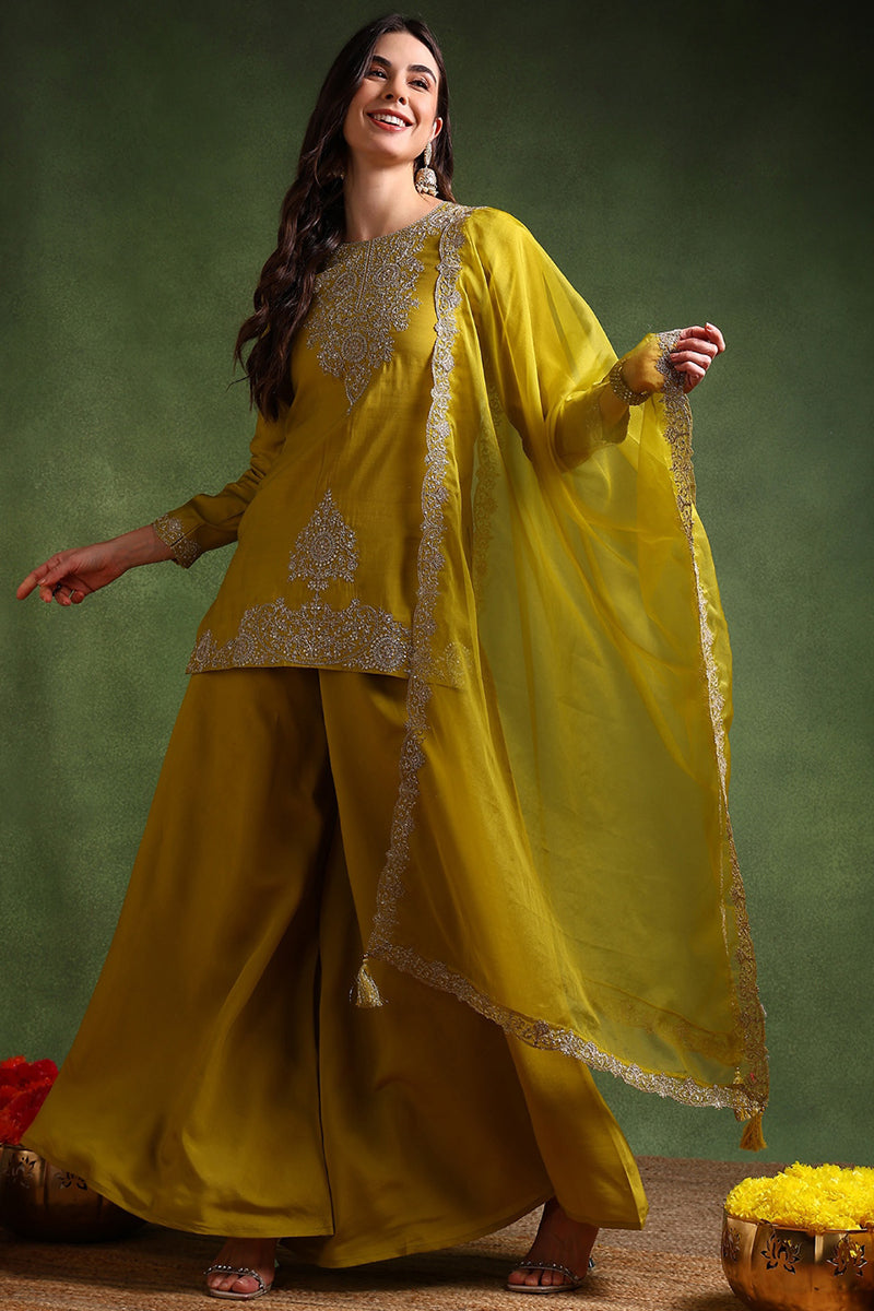 Lime-Green-Silk-Blend-Embroidered-Straight-Palazzo-Set
