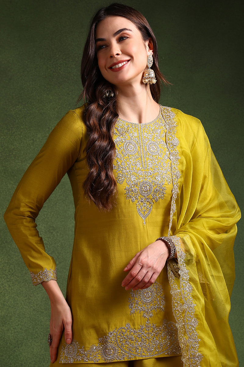 Lime-Green-Silk-Blend-Embroidered-Straight-Palazzo-Set