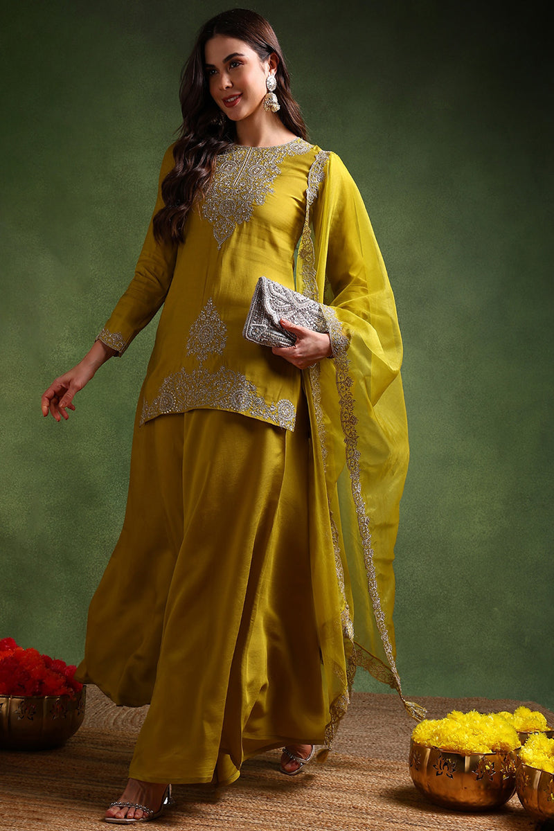 Lime-Green-Silk-Blend-Embroidered-Straight-Palazzo-Set