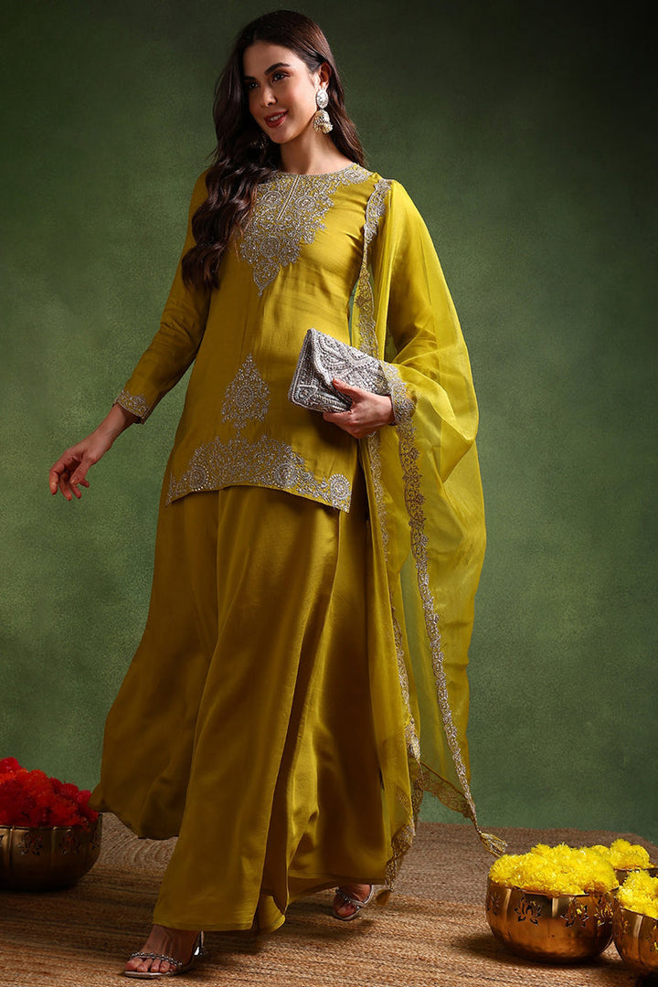 Lime-Green-Silk-Blend-Embroidered-Straight-Palazzo-Set