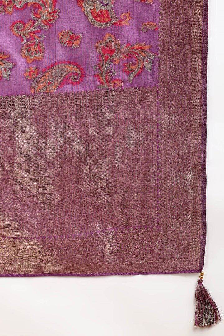 Purple-Poly-Chanderi-Woven-Design-Straight-3-Piece-Kurta-Set