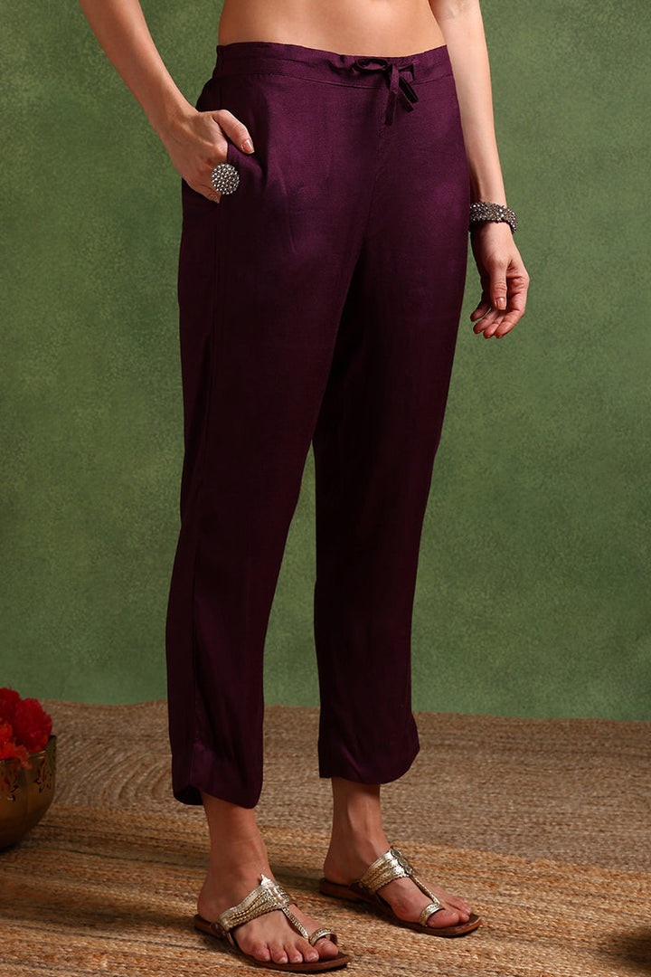 Dark-Wine-Chanderi-Silk-Woven-Design-Straight-3-Piece-Kurta-Set