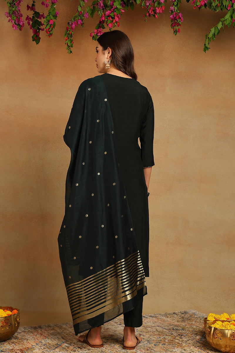 Green-Chanderi-Silk-Embroidered-Straight-3-Piece-Kurta-Set