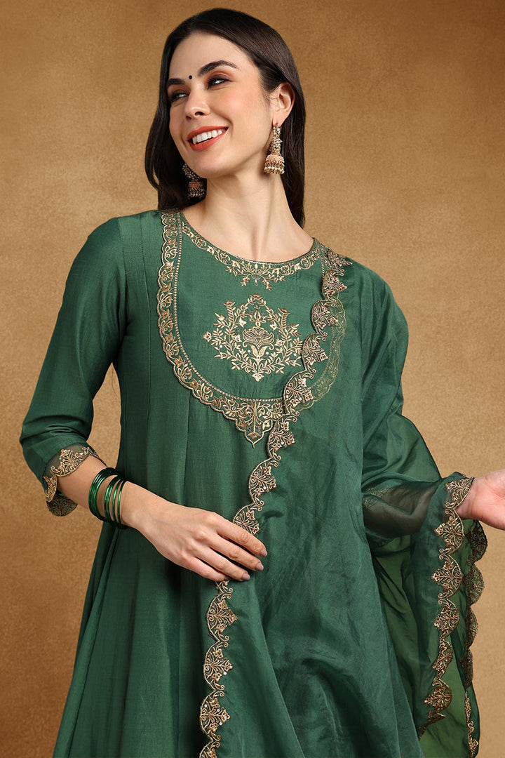 Green-Silk-Blend-Solid-Embroidered-3-Piece-Anarkali-Set